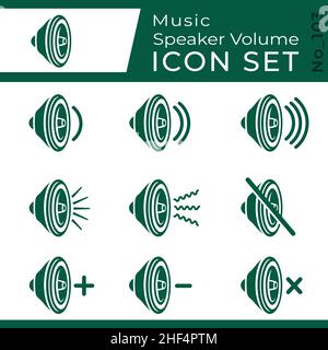 Symbole Für Die Lautstärke Des Musiklautsprechers Eingestellt. Vektor und Illustration. Stock Vektor
