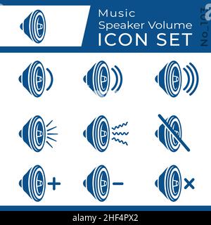 Symbole Für Die Lautstärke Des Musiklautsprechers Eingestellt. Vektor und Illustration. Stock Vektor