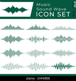 Symbol für Schallwellen eingestellt. Musik Sound Wave Equalizer Vektor Design Kollektion. Vektor und Illustration. Stock Vektor