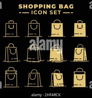 Symbolsatz für Einkaufstasche. Sammlung von Einkaufstasche-Symbol. Vektor und Illustration. Stock Vektor