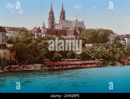 Basel Münster, Basel, Basel-Stadt, Schweiz 1890. Stockfoto