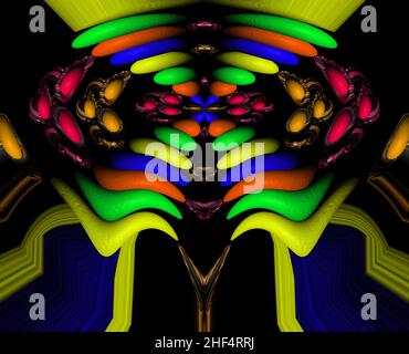 3D Render,Hand Zeichnen Bunte psychedelische geometrische Streifen Striche Pattern.3D Geometrie-Wiederholungsmuster mit Texturhintergrund, textile Musterarbeit Stockfoto