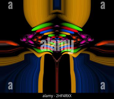 3D Render,Hand Zeichnen Bunte psychedelische geometrische Streifen Striche Pattern.3D Geometrie-Wiederholungsmuster mit Texturhintergrund, textile Musterarbeit Stockfoto