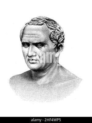 Marmorkopf des römischen Staatsmannes Marcus Tullius Cicero, Rechtsanwalt, Redner, Gelehrter, Philosoph und Konsul Stockfoto