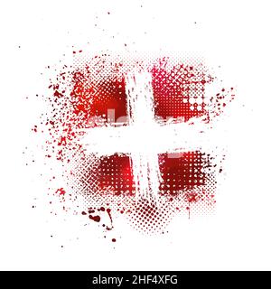 Pinselstrich auf weißem Hintergrund. Japanischer Stil. Vektordarstellung von Grunge-Flecken Stock Vektor