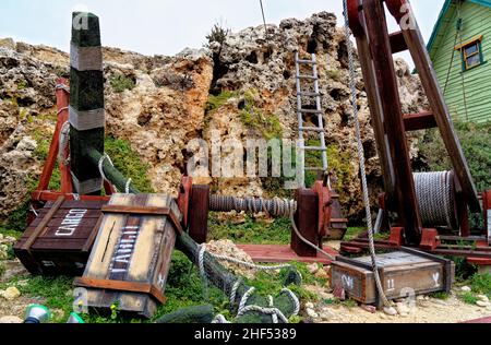 Häuser in Popeye Village in Anchor Bay - Sweethaven Village - Malta. 1st vom Februar 2016 Stockfoto