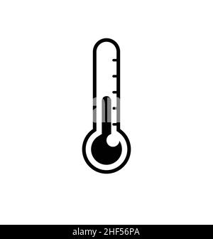 Einfache klassische Thermometer Temperatur Symbol kleines Glas schwarz und weiß Umriss Silhouette Vektor isoliert auf weißem Hintergrund Stock Vektor