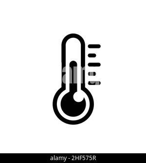 Einfache klassische Thermometer Temperatur Symbol kleines Glas schwarz und weiß Umriss Silhouette Vektor isoliert auf weißem Hintergrund Stock Vektor