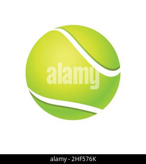 Einfacher, klassischer, gelbgrüner, realistisch schattierter Tennisball-Vektor, isoliert auf weißem Hintergrund Stock Vektor