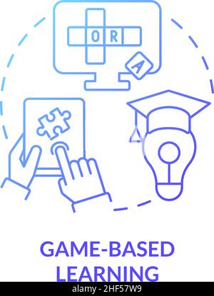 Spielbasiertes Lernen blaues Gradientenkonzept-Symbol Stock Vektor