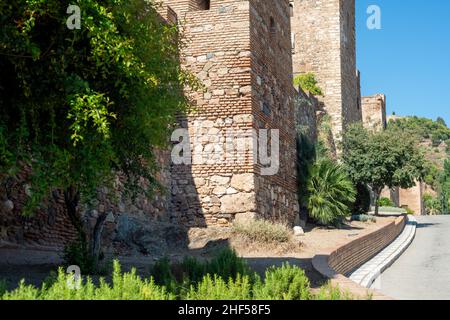 Blick auf die Mauer von Castillo de Gibralfaro Stockfoto