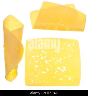Käse Schichten isoliert auf weißem Hintergrund Stockfoto