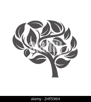 Stilisierte Hirnbaum Silhouette Logo Symbol Symbol Vektor isoliert auf weißem Hintergrund Stock Vektor