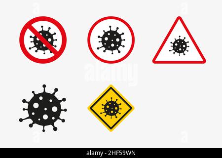 Sammlung von Seuchenschildern eingestellt. Vector-Virus-Zeichen Stock Vektor