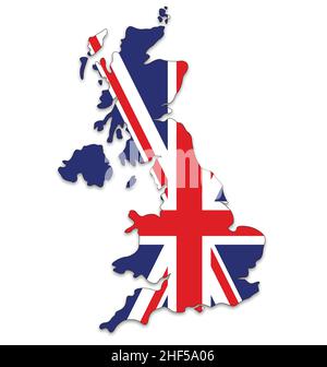 Vereinigtes Königreich Großbritannien England Karte mit Flagge Union Jack Vektor isoliert auf weißem Hintergrund Stock Vektor