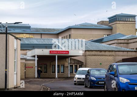 ELGIN, MORAY, SCHOTTLAND - 12. JANUAR 2022: Dies ist eine Ansicht der Außenseite des Dr. Grays Hospital in Elgin, Moray, Schottland am 12. Januar 2022. Stockfoto