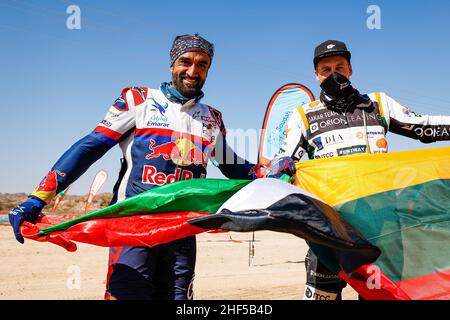 Jeddah, Arabie Saoudite. 14th Januar 2022. Moto, Atmosphäre während der Etappe 12 der Rallye Dakar 2022 zwischen Bisha und Jeddah, am 14th 2022. Januar in Jeddah, Saudi-Arabien - Foto Frédéric Le Floch/DPPI Credit: DPPI Media/Alamy Live News Stockfoto