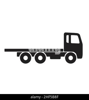 Einfache flache Bett Abschleppwagen schwarz Silhouette Seitenansicht Symbol Vektor isoliert auf weißem Hintergrund Stock Vektor