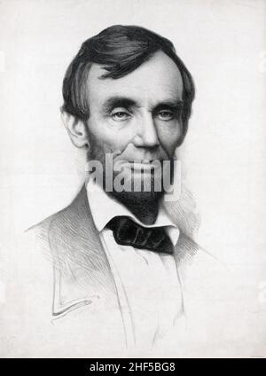 Abraham 'Abe' Lincoln 1809-1865. Boston : [Herausgeber nicht transkribiert], 1897. Prang (L.) & Co., Copyright-Anspruchsteller. Stockfoto