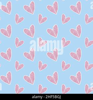 Abstraktes Nahtmuster mit gestreiften Herzen. Valentinstag Liebe im Zusammenhang Konzept Hintergrund Hochzeit Feiertage Vorlage Vektor Illustration Stock Vektor