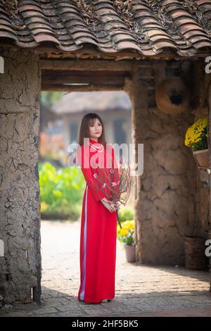 Ho-Chi-Minh-Stadt, Vietnam: AO dai, traditionelle vietnamesische Kostüme Stockfoto