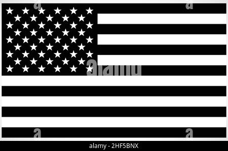 Akkurate korrekte USA amerikanische vereinigte Staaten Flagge schwarz-weiß Vektordarstellung Stock Vektor