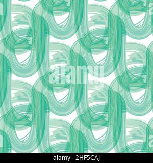 Vektor Aquarell Schleife nahtlose Muster. Handgezeichnete Pinselstriche auf weißem Hintergrund. Transparenter, wirbelnder Netzeffekt im Hintergrund. Sanfte Verwirbelungen Stock Vektor