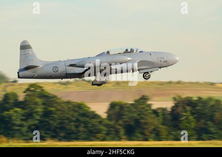 Norwegian Air Force historischen Flug Canadair CT-133 Silver Star 3 kanadische Lizenz gebaute Version des amerikanischen Lockheed T-33 Shooting Star Stockfoto