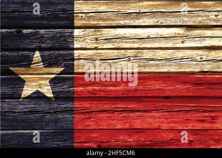 texas tx Flagge auf rustikalen alten Holz Vektor-Illustration gemalt Stock Vektor