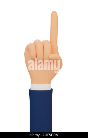 3D Hand mit angehobenem Zeigefinger Stockfoto