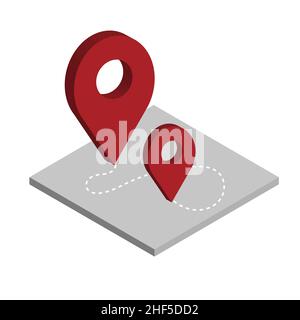 Symbol für die Position der Farbstift-Position. Vektorgrafik für Webdesign. Rotes Pin-Symbol. Vektordarstellung im flachen isometrischen 3D-Stil. Stock Vektor