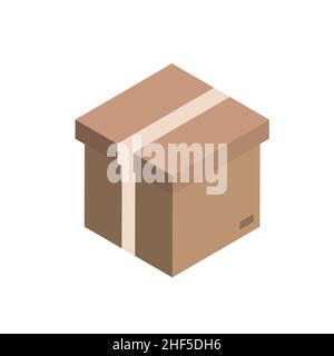 Modell aus Karton. Isoliert auf weißem Hintergrund. Vektorkarton Verpackungskarton Bild. Isometrisches Symbol Stock Vektor