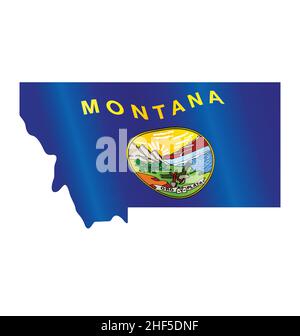montana mt Kartenform Silhouette mit State Flag Symbol Symbol Vektor isoliert auf weißem Hintergrund Stock Vektor