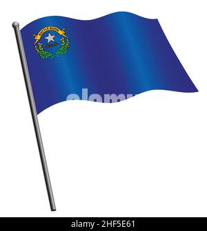 nevada nv State flag schlurfend winkend auf Fahnenmast Vektor isoliert auf weißem Hintergrund Stock Vektor