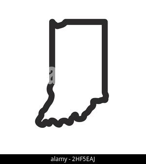 indiana in State Form Umriss Silhouette vereinfacht Vektor isoliert auf weißem Hintergrund Stock Vektor