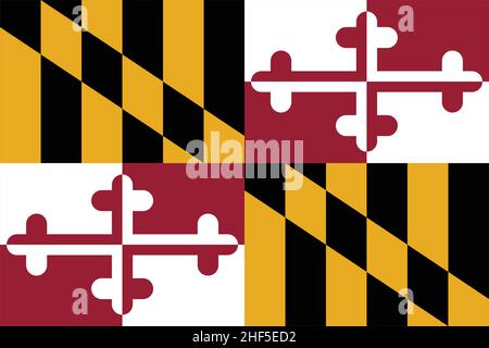 Akkurat korrekter maryland md-Landesflaggenvektor isoliert auf weißem Hintergrund Stock Vektor