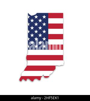 usa amerikanische Flagge in indiana Staat Karte Form Symbol Vektor isoliert auf weißem Hintergrund Stock Vektor