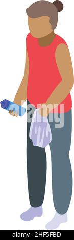 Symbol für isometrisches Symbol für Frau ruhende Sportlerin. Trainieren Sie den Mann. Wassertraining Stock Vektor