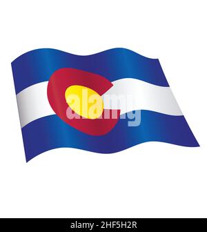 colorado CO State Flag fliegende winkende Vektor isoliert auf weißem Hintergrund Stock Vektor