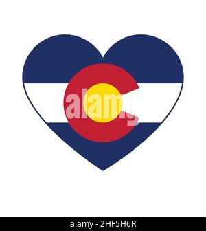 colorado CO State Flagge in Liebe Herz Form Symbol Symbol Logo Vektor isoliert auf weißem Hintergrund Stock Vektor