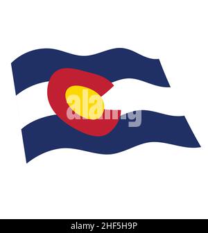 colorado CO State Flag fliegende winkende Vektor isoliert auf weißem Hintergrund Stock Vektor