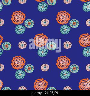 Abstrakte Pfingstrose Blume nahtlose Vektor-Muster Hintergrund. Neonfarbener tropischer Hintergrund mit Blumengruppen. Moderne handgezeichnete Pfingstrosen. Botanisch Stock Vektor