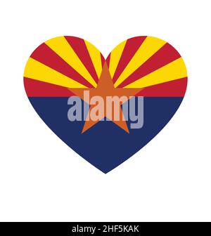 arizona az Staatsflagge in Herzform Symbol Symbol Symbol Vektor isoliert auf weißem Hintergrund Stock Vektor