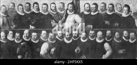 Schutters van de compagnie van kapitein Reynst Pietersz. En vaandrig Claes Claesz. Kruys. Stockfoto