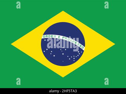 Korrekte brasilien Flagge genaue Verhältnis Schriftfarben Vektordarstellung Stock Vektor