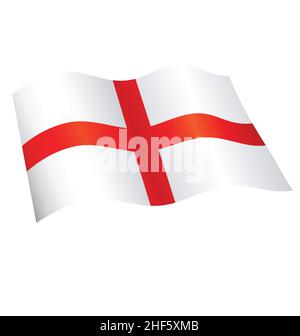 Fliegende winkende englische Flagge von england st georges Kreuzvektor isoliert auf weißem Hintergrund Stock Vektor