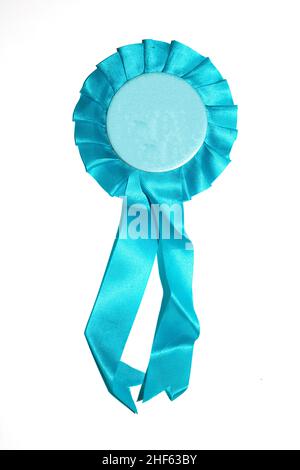 Rosette-Preisabzeichen der Vintage-Gewinnerin für die Best-in-Show oder Gewinn eines Race of Award auf weißem Hintergrund Stockfoto