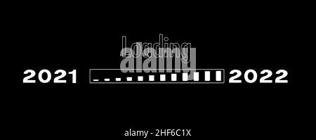 Ladebalken mit Balkendiagramm für den Jahreswechsel 2021 bis 2022 Stockfoto