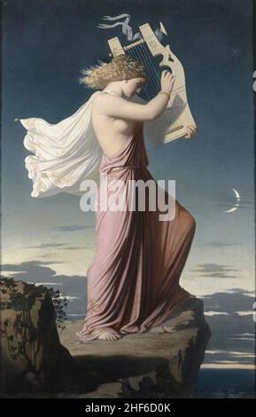 Sapho jouant de la lyre. Stockfoto