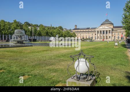 Deutschland, Hessen, Wiesbaden, Kurhaus & Bowling Green Stockfoto
